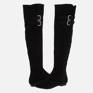 Ralph Lauren Black Suede Michelle Riding Boots Size 7.5